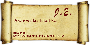 Joanovits Etelka névjegykártya